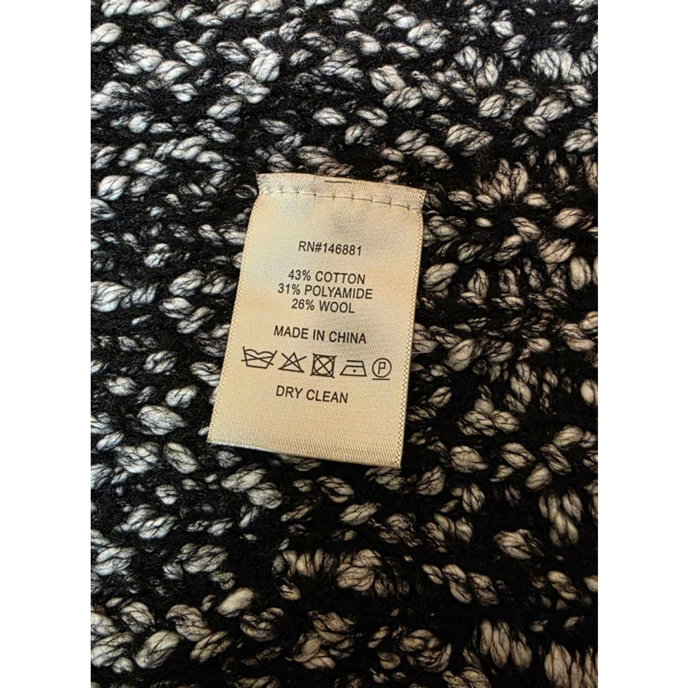 UNTIL SOON Oversize Black White Knit Wool Cardigan XS very cozy 2 front pockets - Picture 7 of 7